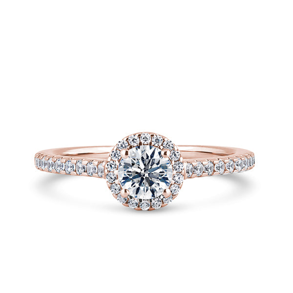 1.13ct Halo Set Round Diamond Solitaire Ring (R16747a)