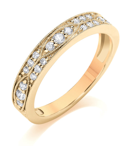 9ct White Gold Diamond Vintage Wedding Ring (Vnt-380-050-033)
