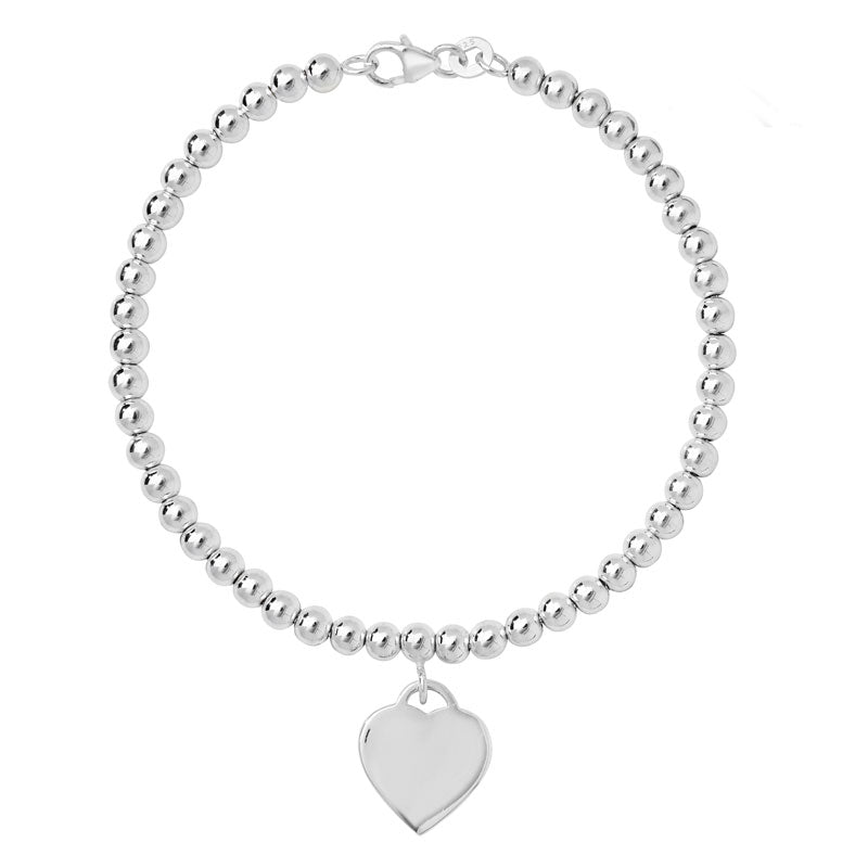 Silver Bead Heart Bracelet (Sbr125c)