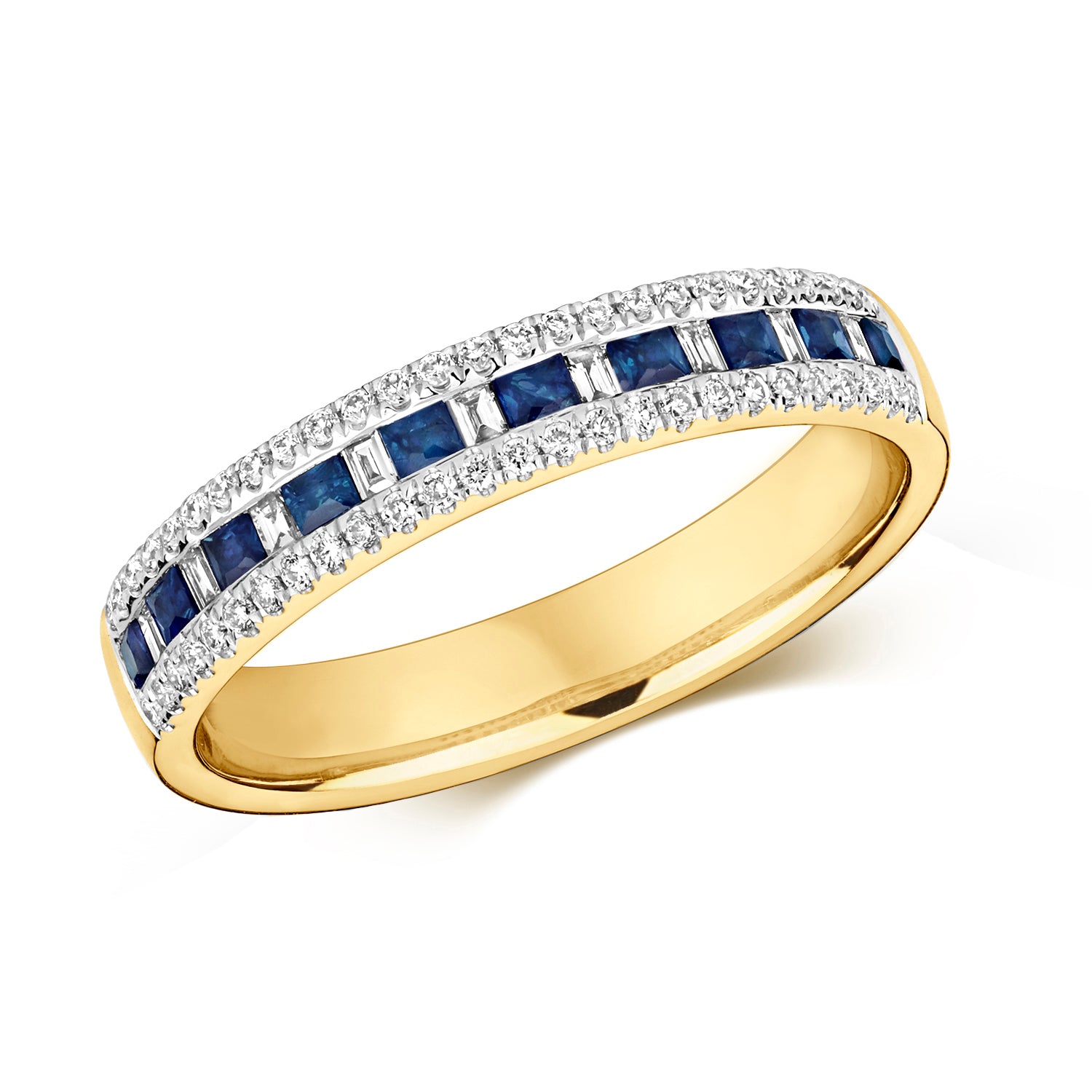 Sapphire & Diamond 3 Row Eternity Ring (Rd401s)