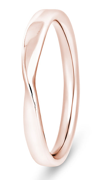 9ct Rose Gold Waved Shaped Wedding Ring (Ribp-220)