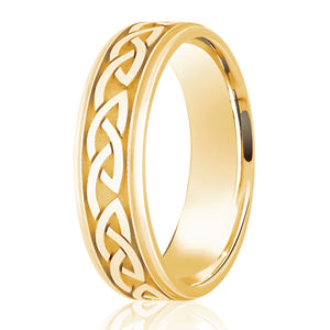 9ct Celtic Diamond Cut Traditional Court 6mm Wedding Ring (L105)