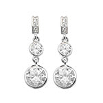 Silver Cubic Zirconia Drop Stud Earrings (G51116)