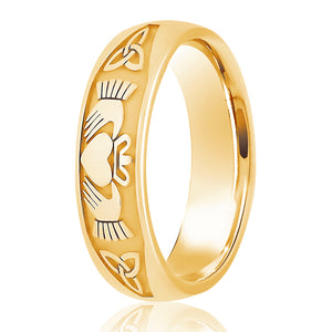 9ct Claddagh & Celtic Traditional Court Wedding Ring (L103)