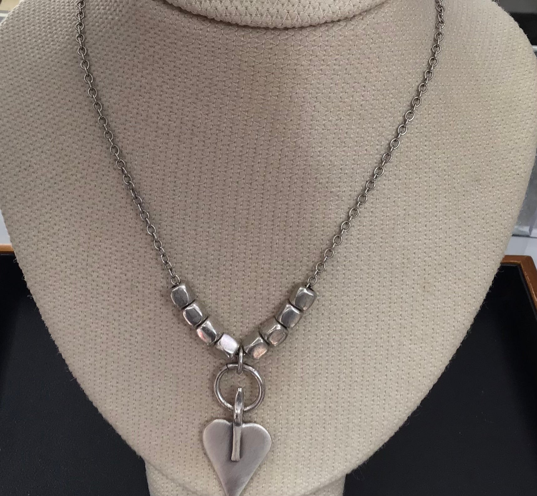 Danon Pewter Heart Cube Necklace