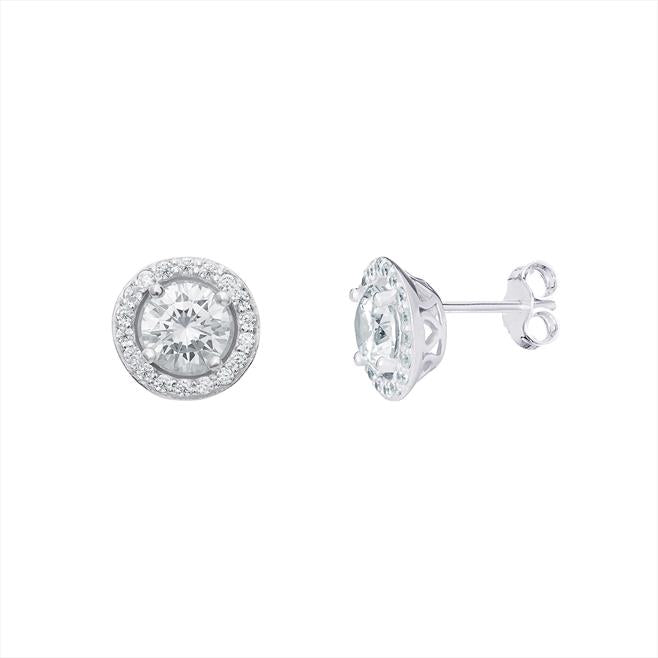 Silver Cubic Zirconia Stud Earrings (Se501c)