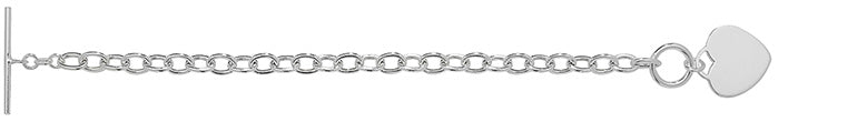 Silver Heart & T-bar Bracelet (G3117b)