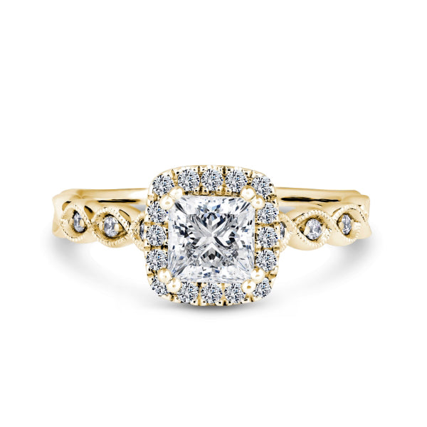 1.60ct Princess Cut Halo Set Lab Grown Certified Diamond Ring (Phm01)