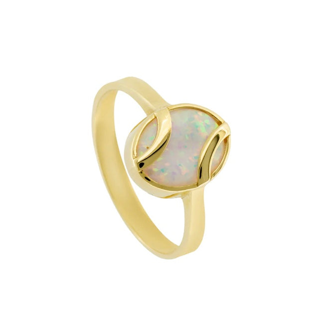 Cultured Opal & Cubic Zirconia Ring (R487)