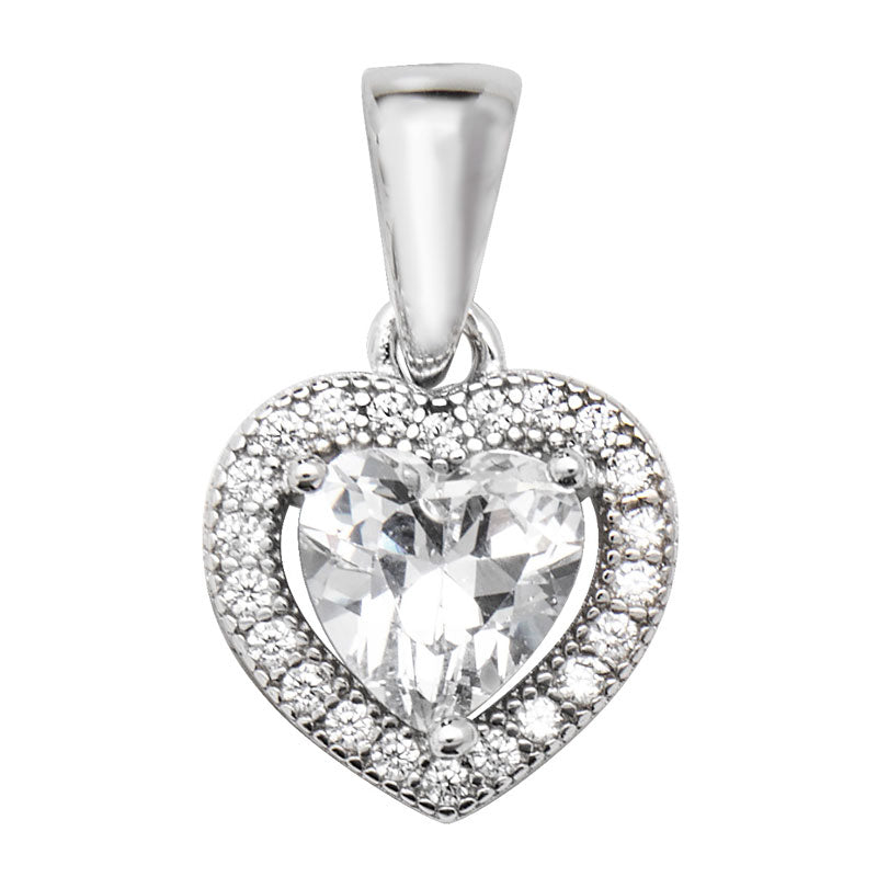 Silver Cubic Zirconia Hear Pendant (Sp016a)