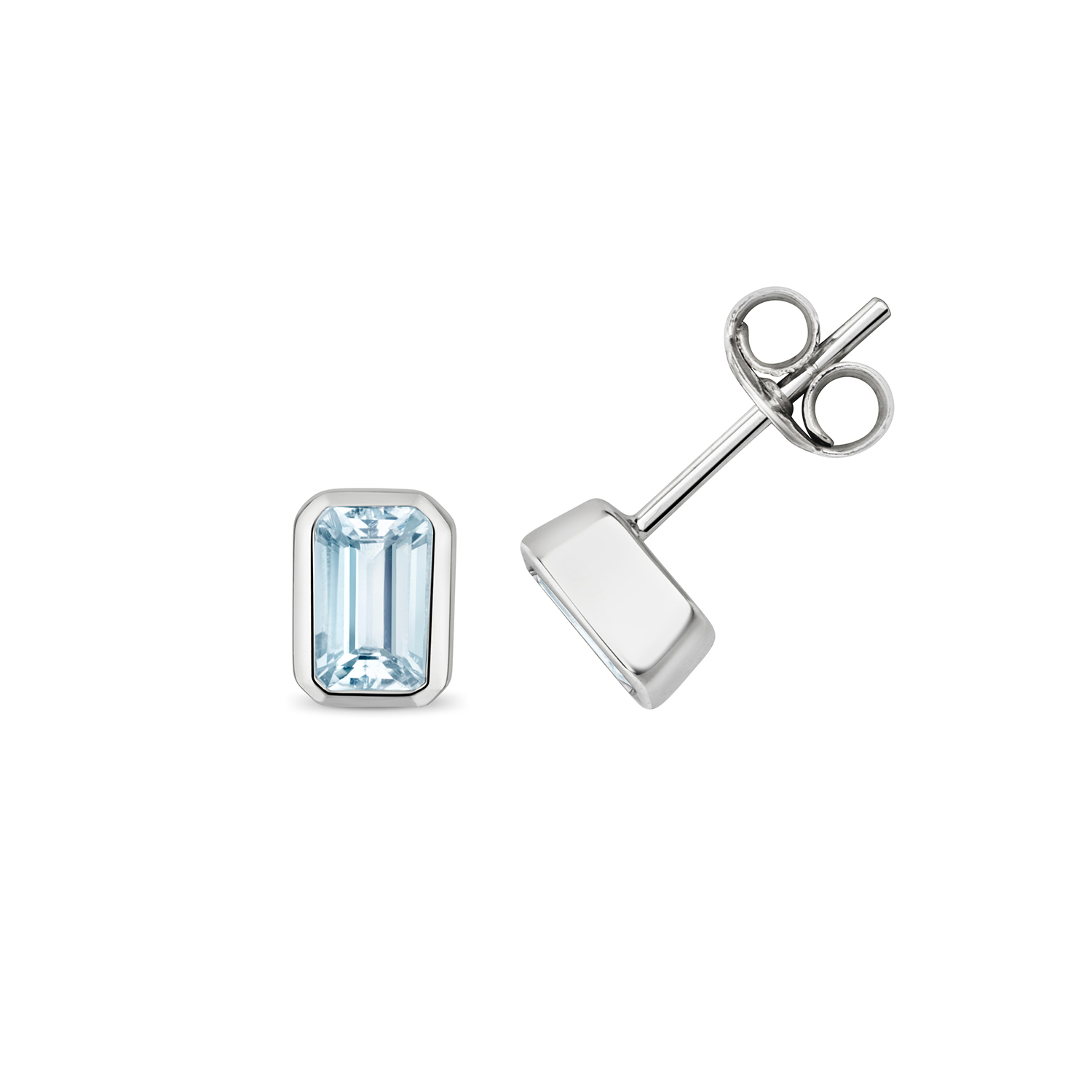 Baguette Cut Aquamarine Stud Earrings (Ed284waq)