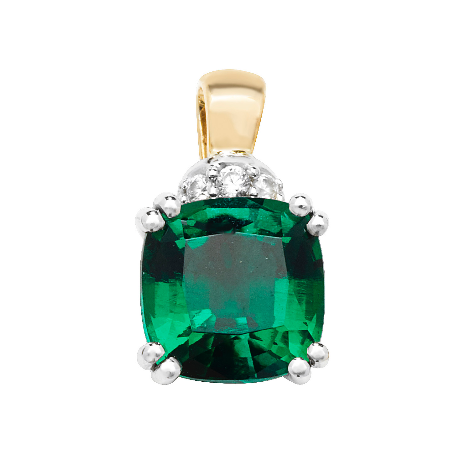 9ct Gold Emerald & white sapphire Stud Earrings (Es1201e)
