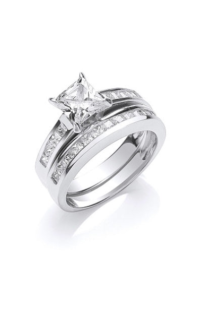 Silver Cubic Zirconia Bridal Set (Sr0267)