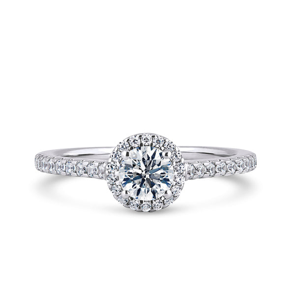 1.13ct Halo Set Round Diamond Solitaire Ring (R16747a)