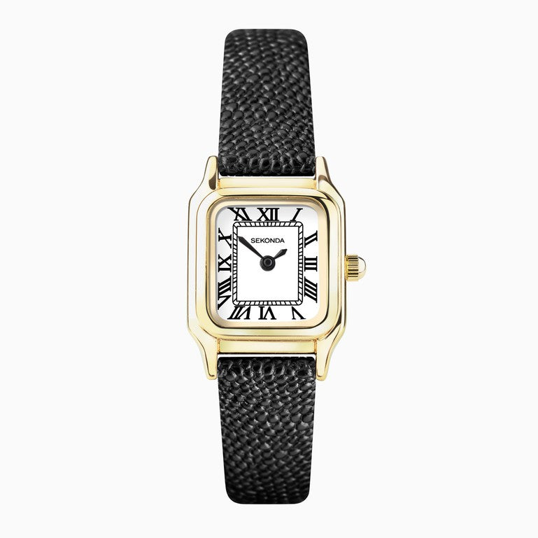 (40557) Sekonda Black Leather Ladies Watch