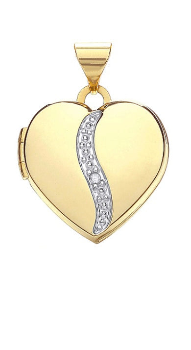 9ct Yellow Gold Diamond Heart Locket (Lk0161)