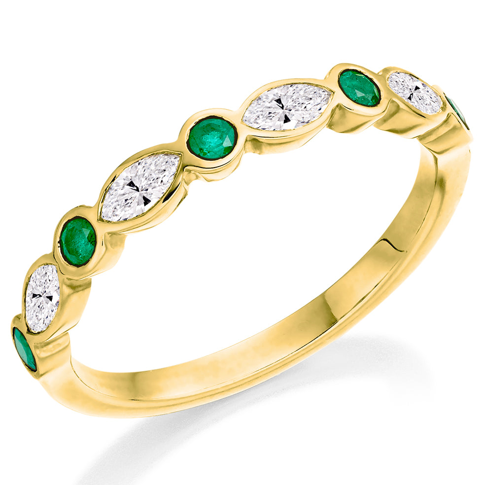 9ct Yellow Gold Emerald &Diamond Eternity Ring (Het1406emd)