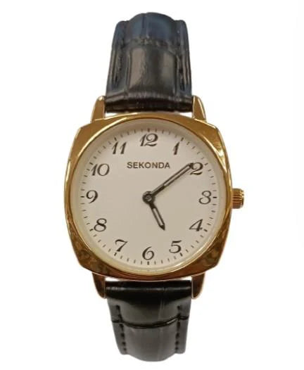 (40437) Sekonda Black Leather Ladies Watch