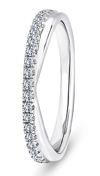 9ct Brilliant Cut French Pave / Fishtail Shaped Wedding Ring (Vsf-290-050-020)