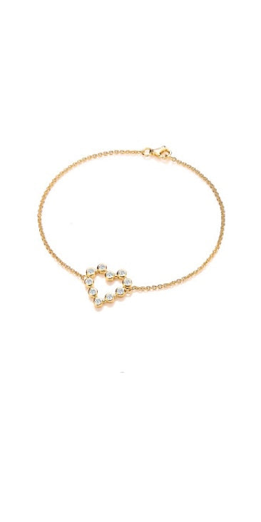 Silver Gold Plated Heart Cubic Zirconia Bracelet (Jzbr071)