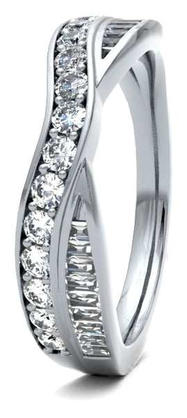 Round Brilliant & Baguette Cut Entwined Double Row (Bbe-510-040-040)
