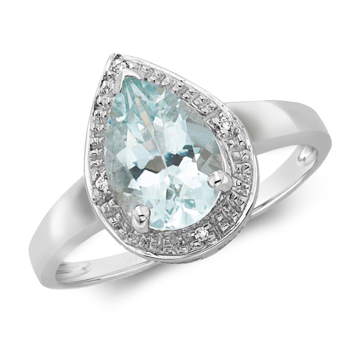 Pear Shape Gemstone Aquamarine & Diamond Ring (Rd210waq)