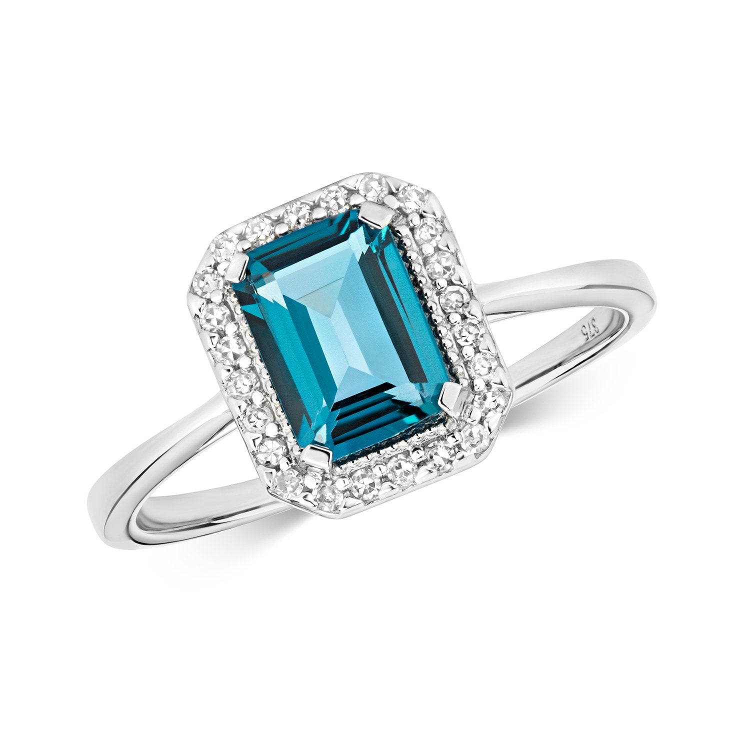 Blue Topaz & Diamond Ring (Rd444wlb)