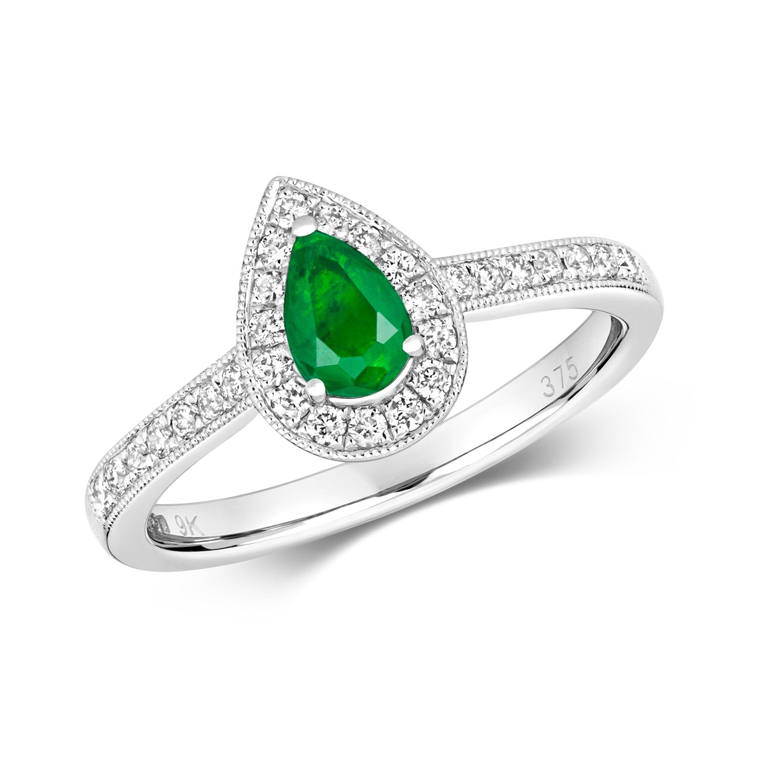 Emerald & Diamond Pear Shape Ring (Rd418we)