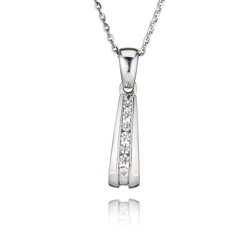 Perfection Silver Channel Set Line Pendant & Chain