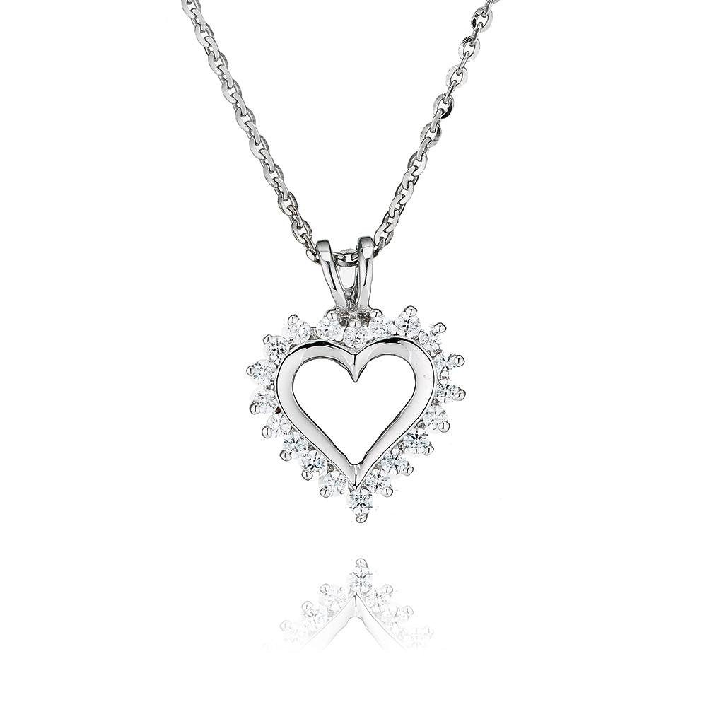 Perfection Silver Claw Set Heart Pendant & Chain