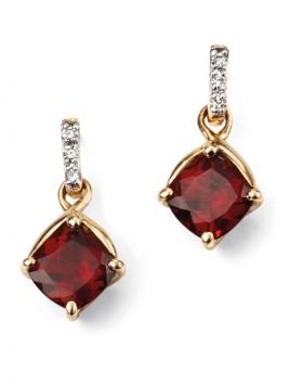 Garnet & Diamond Drop Earrings (Ge2080)