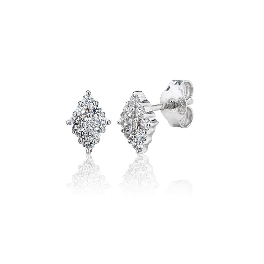 Perfection Silver Cluster Stud Earrings