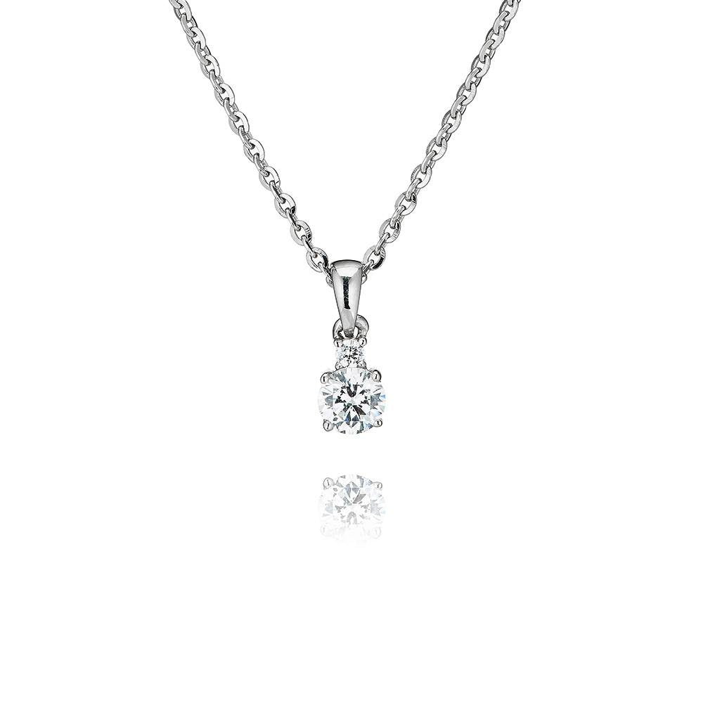 Perfection Silver Claw Set Single Stone Pendant & Chain