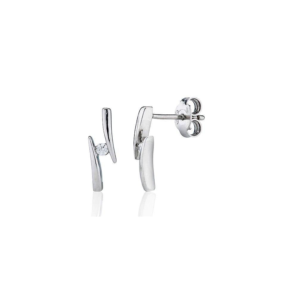 Perfection Silver Channel Set Single Stone Stud Earrings