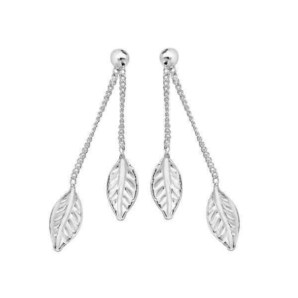 Silver Leaf Drop Earrings (Se461b)