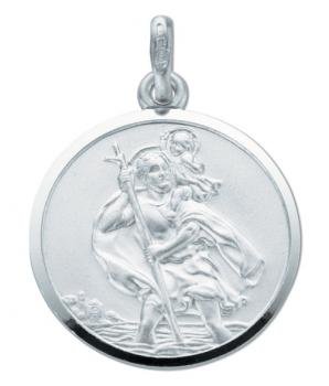 Silver Round St Christopher Pendant (G6138)
