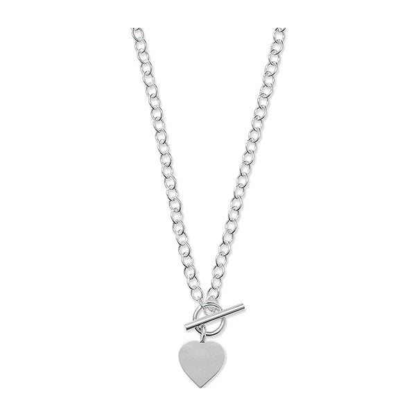Silver Heart & T-Bar Necklace (G3117)