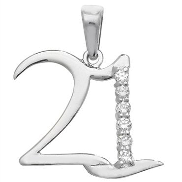 Silver Cubic Zirconia 21 Pendant (Sp609b)