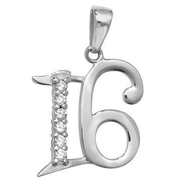Silver Cubic Zirconia 16 Pendant(Sp538b)