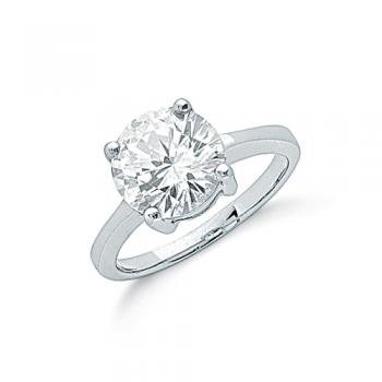 Silver Large Cubic Zirconia Solitaire Ring (Sr0039)