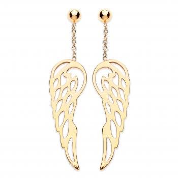 9ct Gold Angel Wing Drop Earrings (ER1513)
