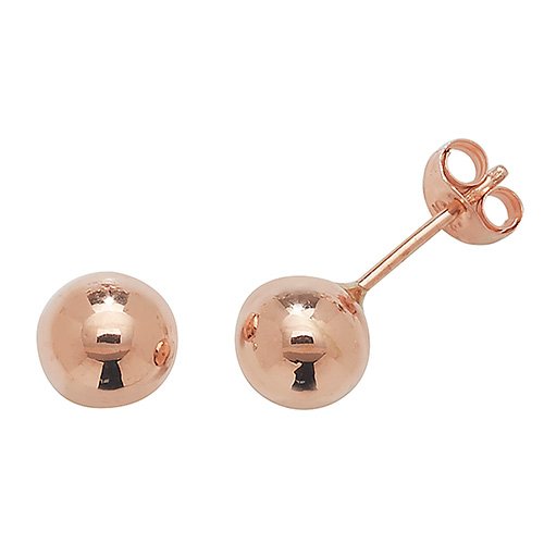 9ct Rose Gold Plain Ball Stud Earrings