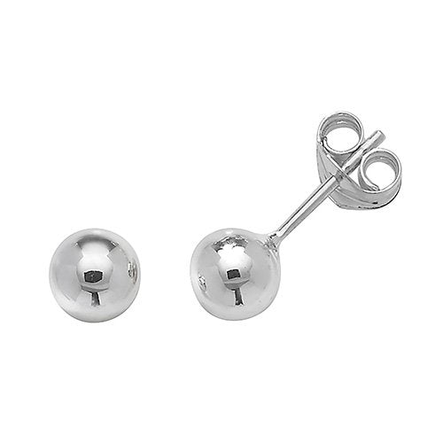 9ct White Gold Plain Ball Stud Earrings (St0264)