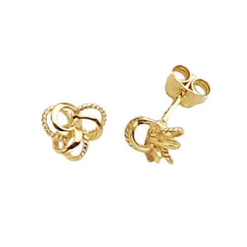 9ct Gold Rope Edge Knot Stud Earrings