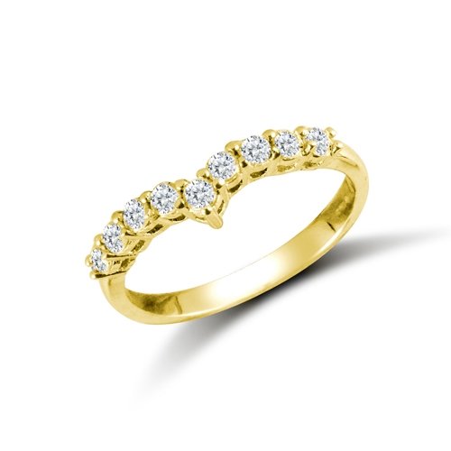 9ct Gold Claw Set Cubic Zirconia Wishbone Ring (R0260)