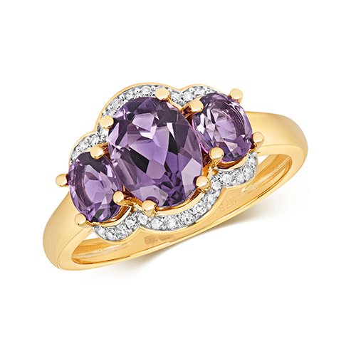 Amethyst & Diamond Ring (Rd455a)