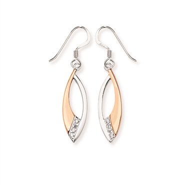Silver & Rose Gold Plated  Drop Earrings (Se038c)