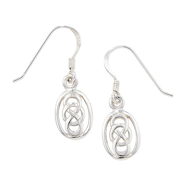 Silver Celtic Drop Earrings (Se293b)