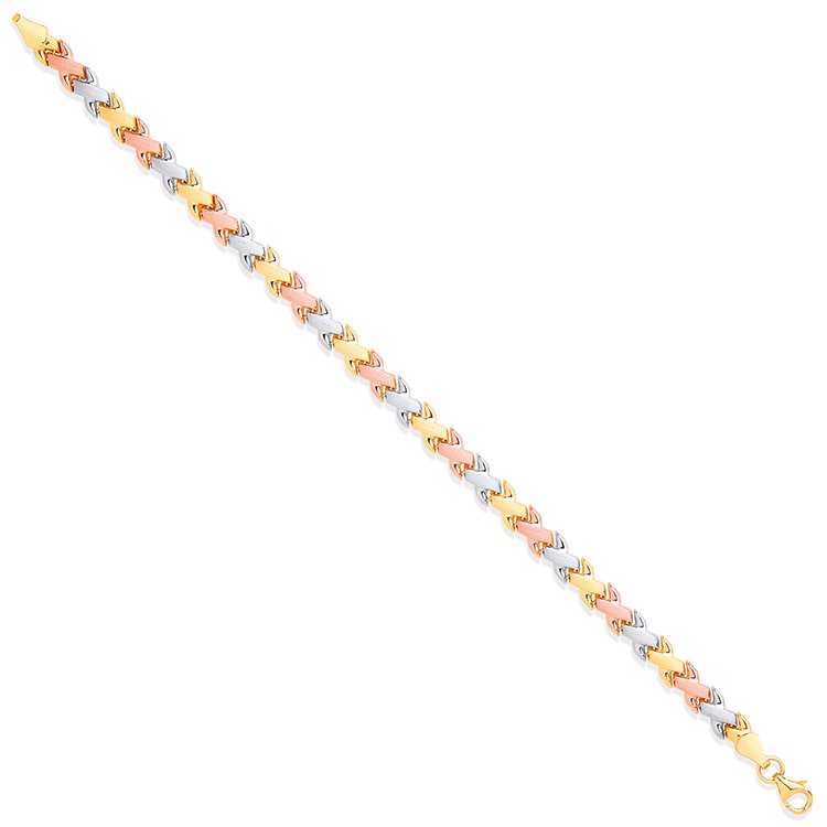 9ct Rose, White and Yellow Gold Bracelet (Br0644)