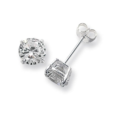 Silver 7mm C/Z Stud Earrings (Se142a)